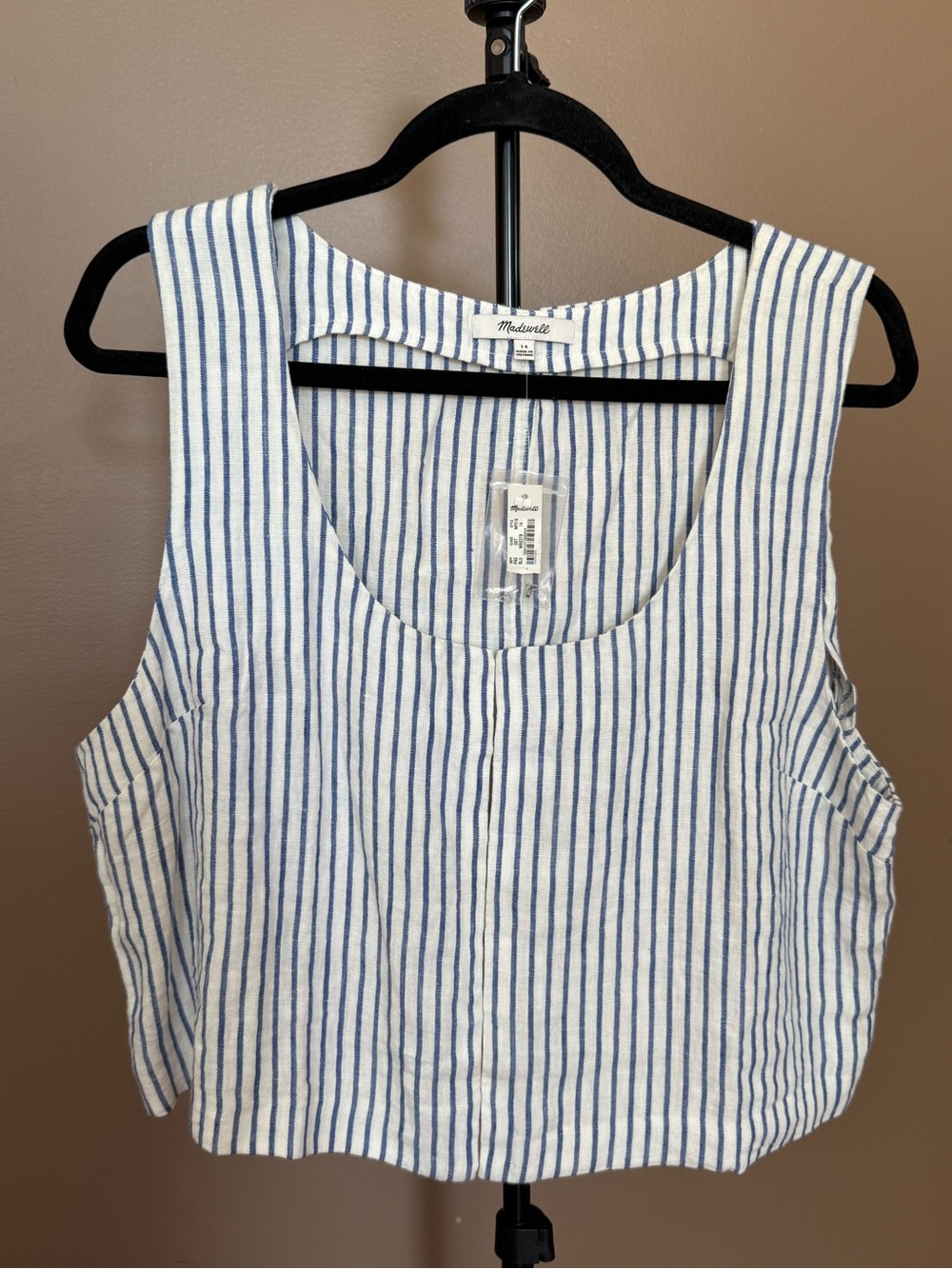 Madewell White and Blue Vertical Stripe Tank